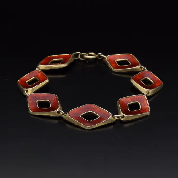 Vintage Norwegian Vermeil Silver and Enamel Bracelet