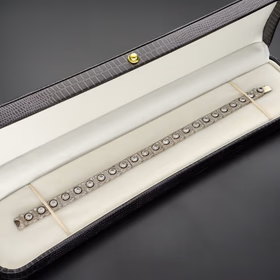 White Metal Diamond Link Bracelet