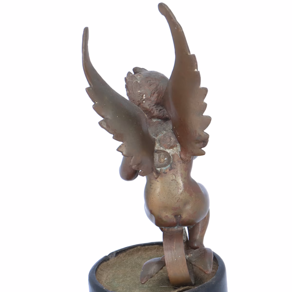 19th Century Bronzed Winged Cherub Mascot
