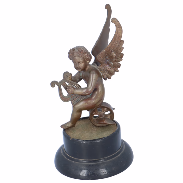 19th Century Bronzed Winged Cherub Mascot