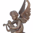 19th Century Bronzed Winged Cherub Mascot