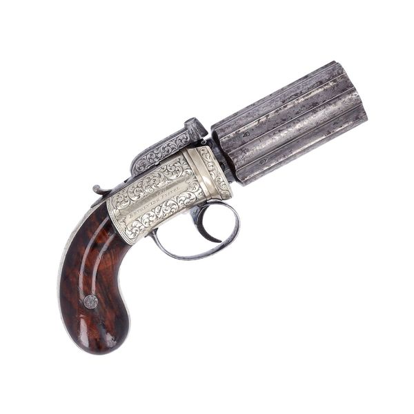 Cased Six Shot Percussion Pepperbox Revolver