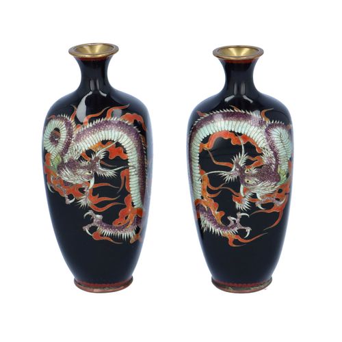 Pair of Japanese Shippo Cloisonne Vases image-1