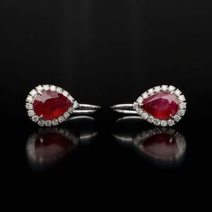 18ct Gold Ruby and Diamond Earrings