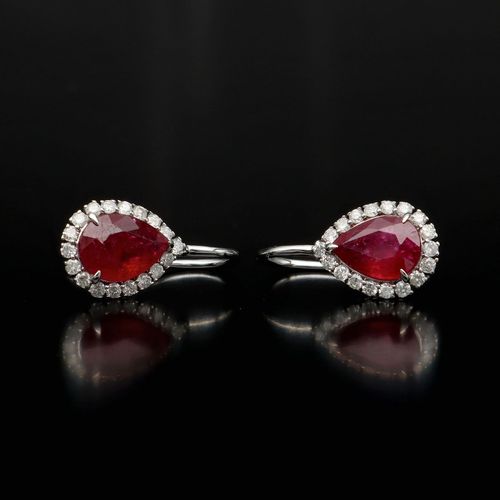 18ct Gold Ruby and Diamond Earrings image-1