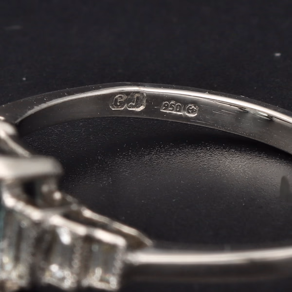 Platinum Aquamarine and Diamond Ring