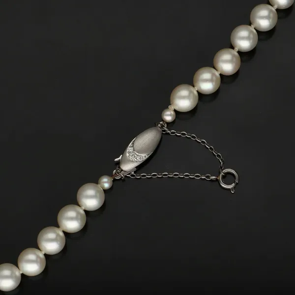 Fine Mikimoto Pearl Necklace with Diamond Clasp