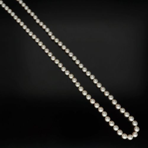 Fine Mikimoto Pearl Necklace with Diamond Clasp image-3