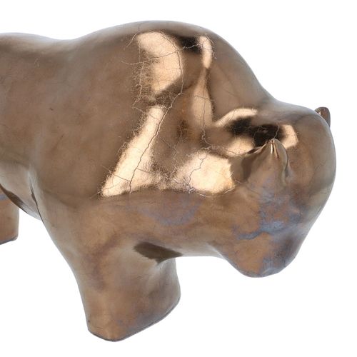 Otto Keramik XL Metallic Bronze Buffalo Figurine image-3