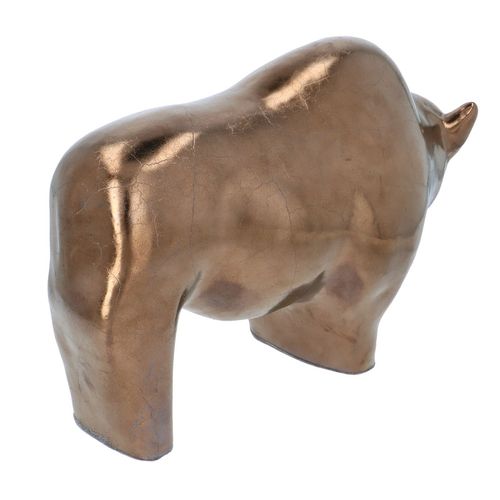 Otto Keramik XL Metallic Bronze Buffalo Figurine image-4