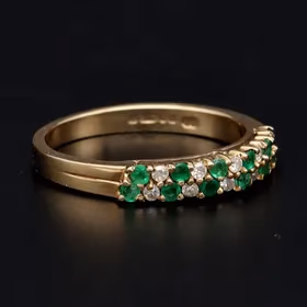 9ct Gold Diamond and Emerald Ring