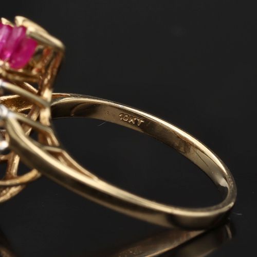 10ct Gold Ruby Diamond Ring image-4