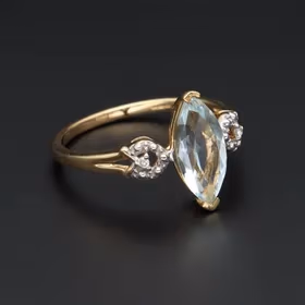 Gold Aquamarine Diamond Ring
