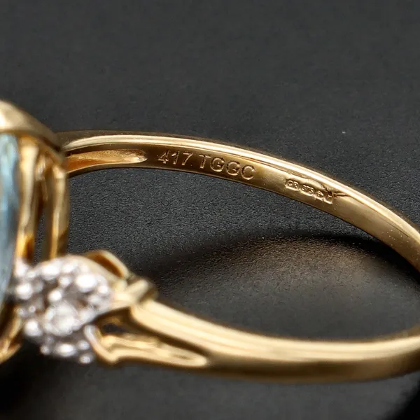 Gold Aquamarine Diamond Ring