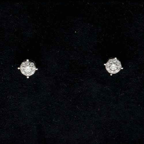 10k Gold Diamond Cluster Stud Earrings image-2