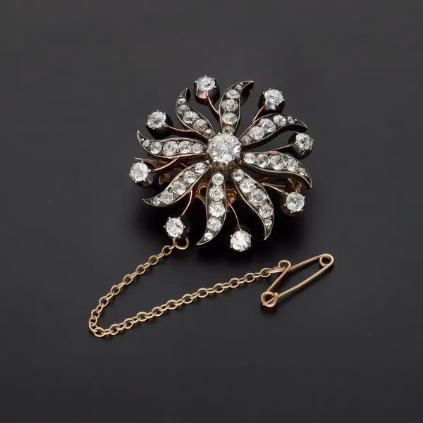 Edwardian Diamond Starburst Brooch