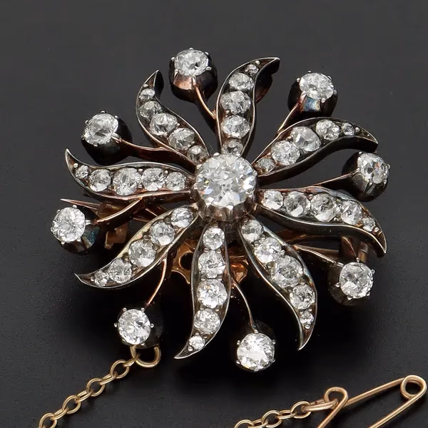 Edwardian Diamond Starburst Brooch