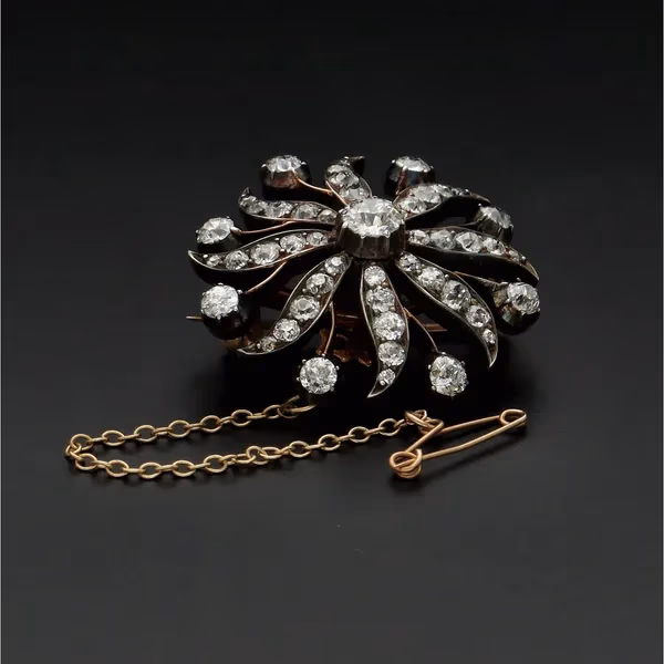 Edwardian Diamond Starburst Brooch