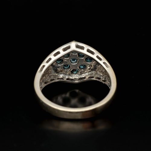 14ct White Gold Blue Diamond Ring image-5