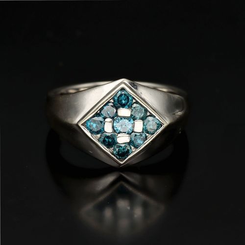 14ct White Gold Blue Diamond Ring image-2