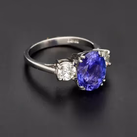 Platinum Tanzanite & Diamond Ring