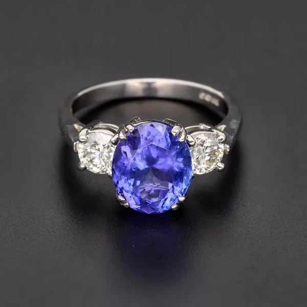 Platinum Tanzanite & Diamond Ring