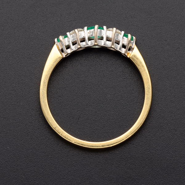 18ct Yellow Gold Emerald & Diamond Five Stone Ring