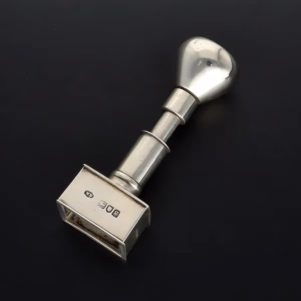 Edwardian Lantz Patented Silver Combination Stamp Dispenser and Moistener