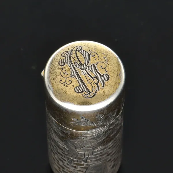 Victorian Silver Gilt Scent Bottle in the style of Kate Greenway