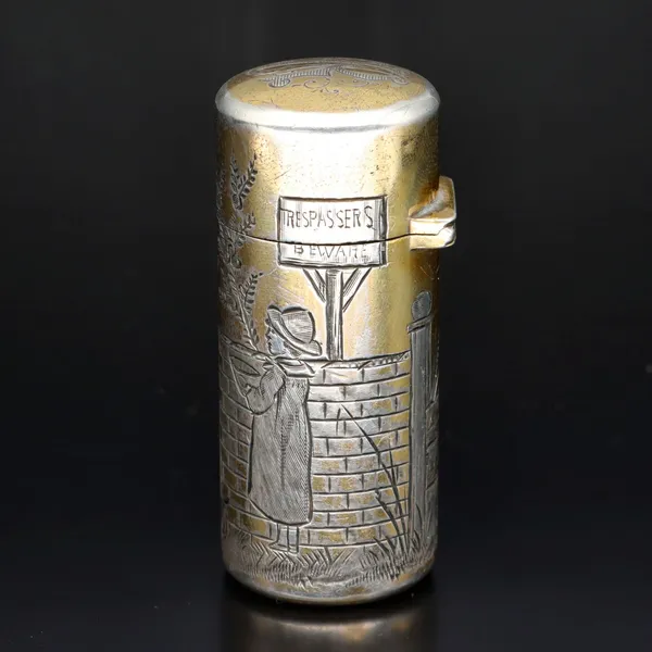 Victorian Silver Gilt Scent Bottle in the style of Kate Greenway