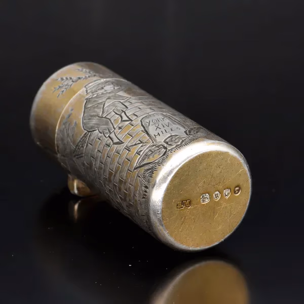 Victorian Silver Gilt Scent Bottle in the style of Kate Greenway