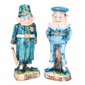 Charming Pair of Majolica Candlestick Holders