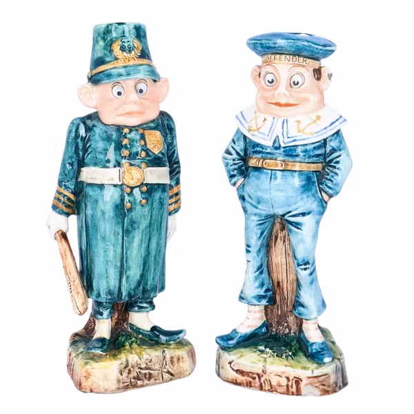 Charming Pair of Majolica Candlestick Holders