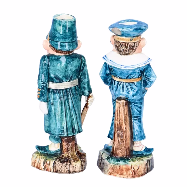 Charming Pair of Majolica Candlestick Holders