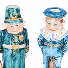 Charming Pair of Majolica Candlestick Holders
