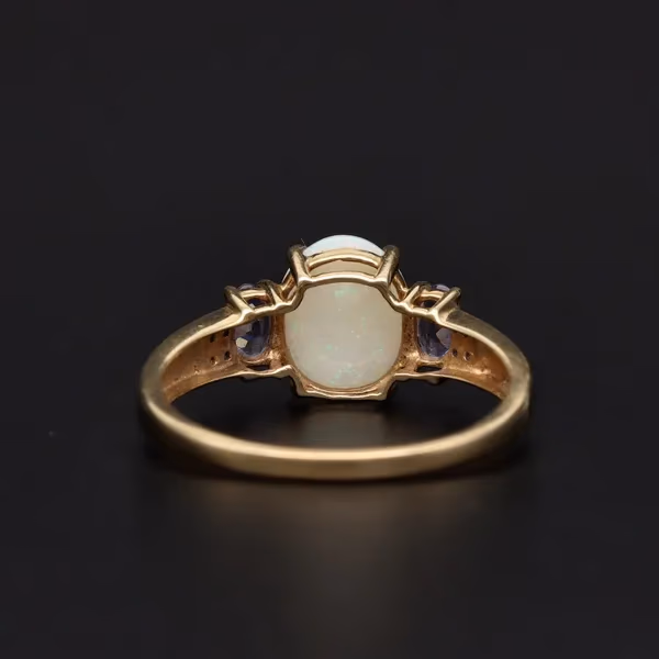 Large Opal Tanzanite Diamond Ring
