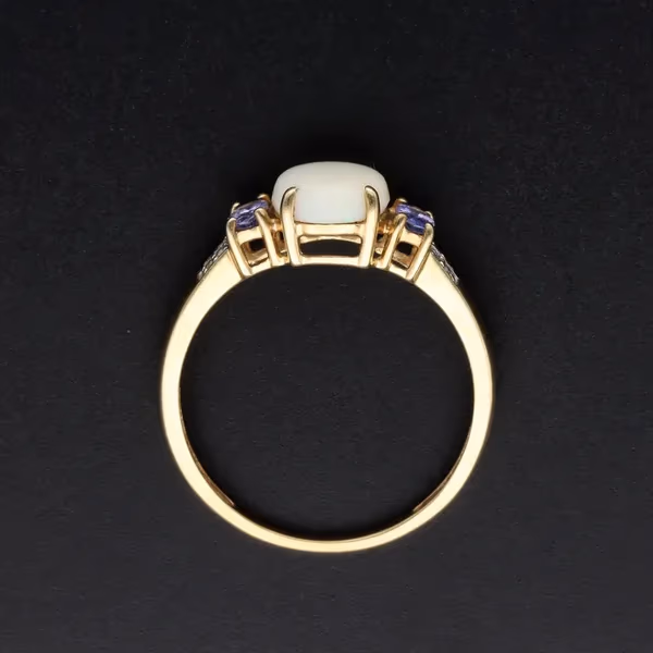 Large Opal Tanzanite Diamond Ring