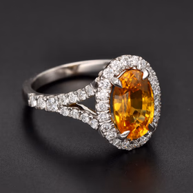 18ct White Gold Yellow Sapphire & Diamond Ring