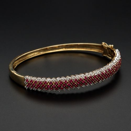 9ct Gold Ruby and Diamond Bangle image-1