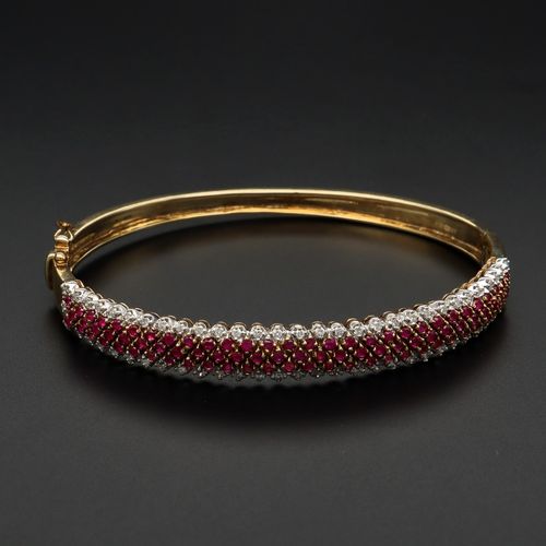 9ct Gold Ruby and Diamond Bangle image-2