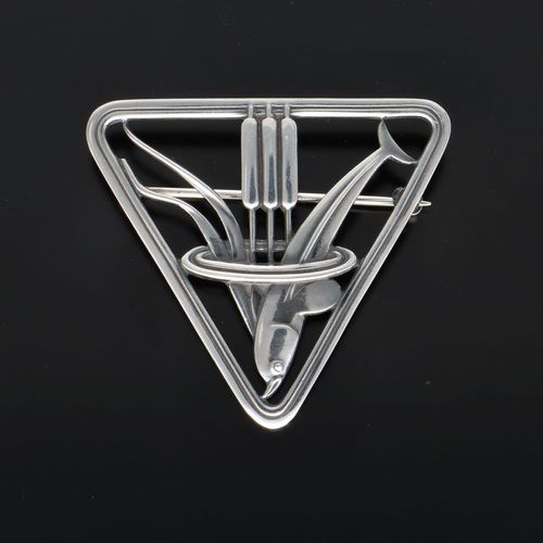 Georg Jensen Silver Dolphin Triangular Brooch image-1