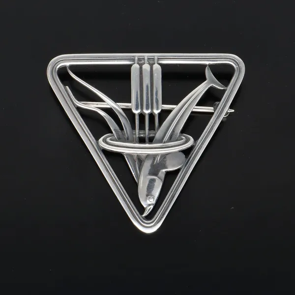 Georg Jensen Silver Dolphin Triangular Brooch