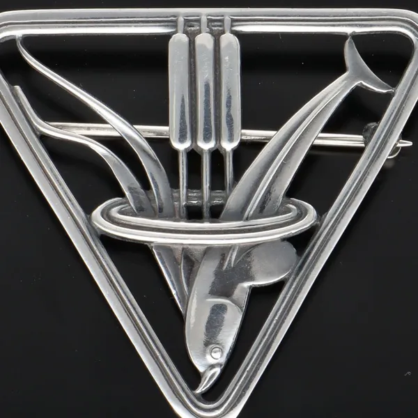 Georg Jensen Silver Dolphin Triangular Brooch