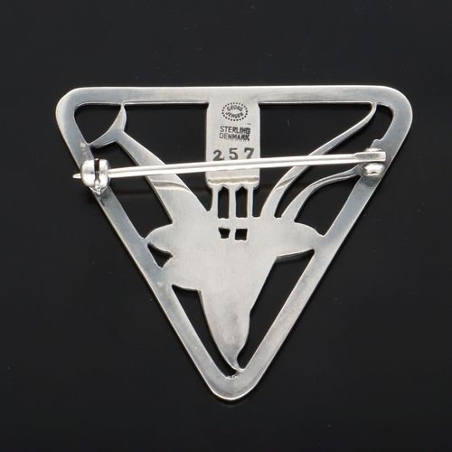 Georg Jensen Silver Dolphin Triangular Brooch image-4