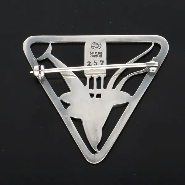 Georg Jensen Silver Dolphin Triangular Brooch