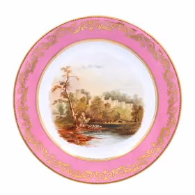 English Porcelain Plate of Haddon Hall