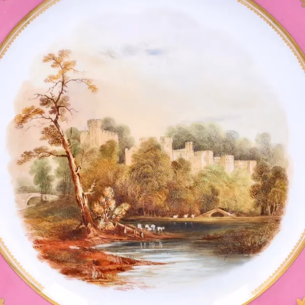 English Porcelain Plate of Haddon Hall