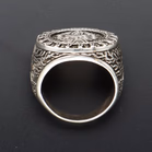 Large Silver Wolf Head Ring