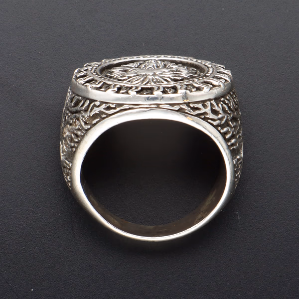 Large Silver Wolf Head Ring