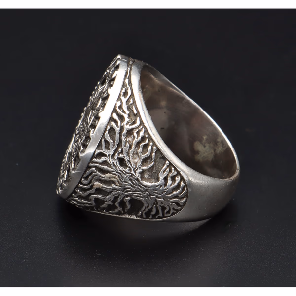 Large Silver Wolf Head Ring